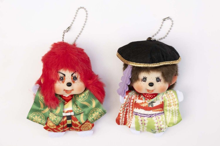 「モンチッチ×歌舞伎キーチェーン」。「和」のデザインとモンチッチの調和から、特に海外から不動の支持が。各3300円。監修：松竹（株）。