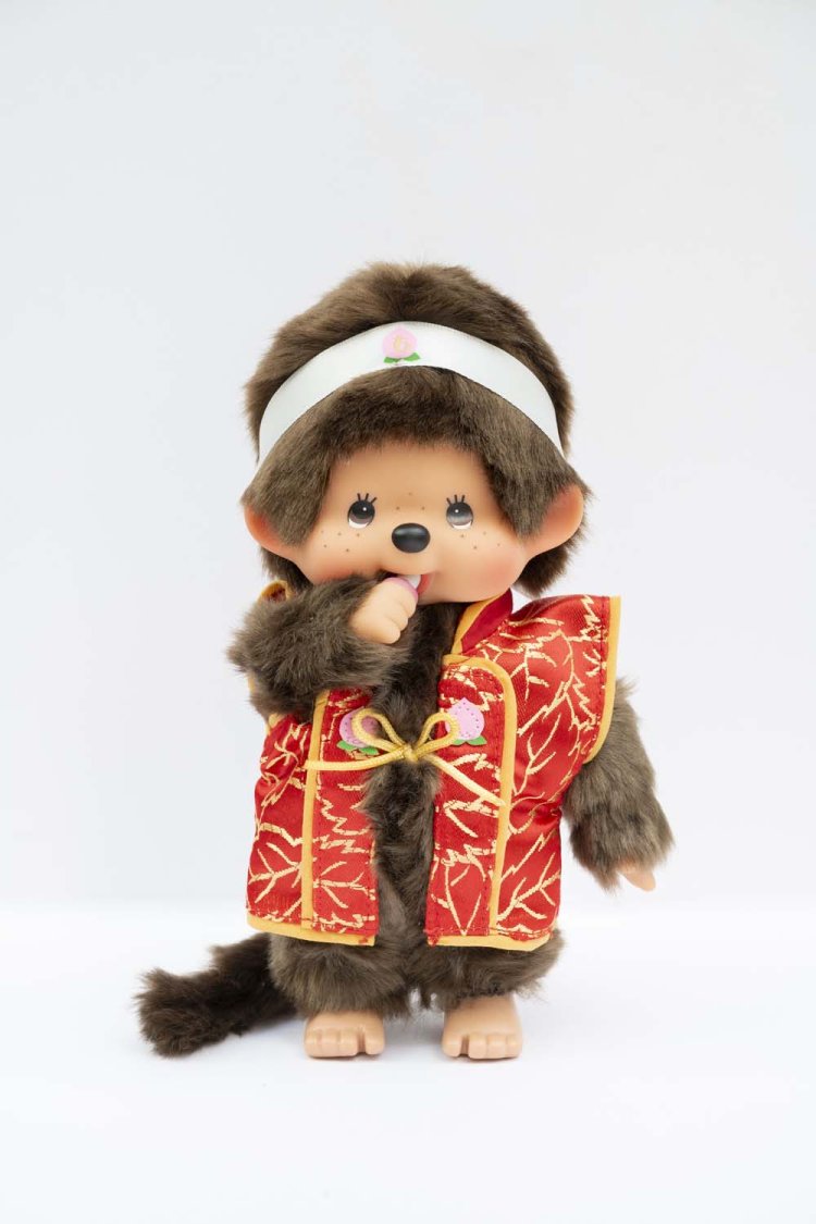 「昔ばなしモンチッチ 桃太郎」。時節ごとにさまざまな衣装のモンチッチ。勇ましい陣羽織がよく似合う。3960円。