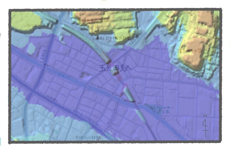 国土地理院地図の標準地図・標高図・陰影起伏図を加工。