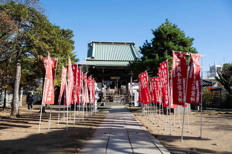 手児奈を祀（まつ）る『手児奈霊神堂』には入り江の名残りとされる池も。近隣には真間の井も残る。