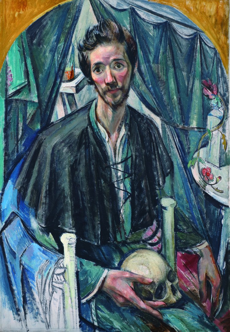 中村彝《頭蓋骨を持てる自画像》1923年 『公益財団法人大原芸術財団 大原美術館』蔵。