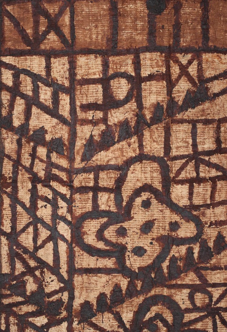 タパ（部分） ポリネシア、サモア 樹皮・染料 19世紀。