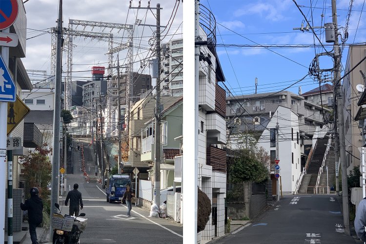 橋から見えるいい坂、いい階段。