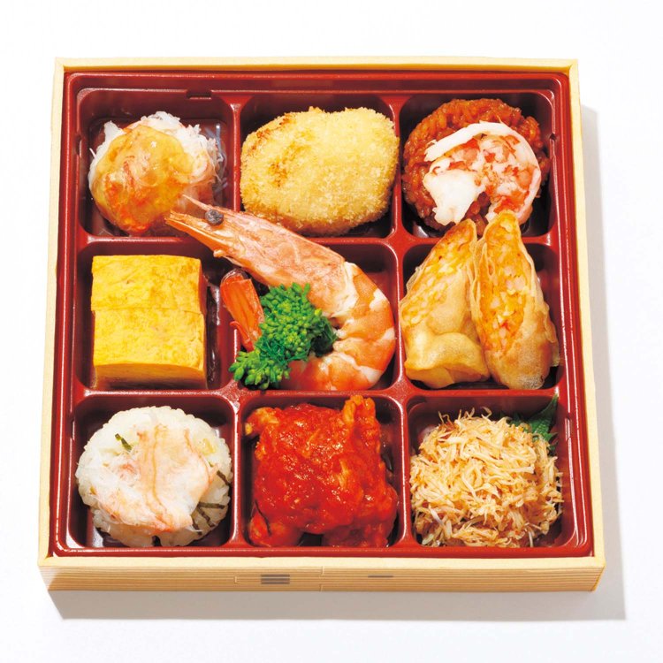 「特選」うぶかの海老蟹お弁当3100円。