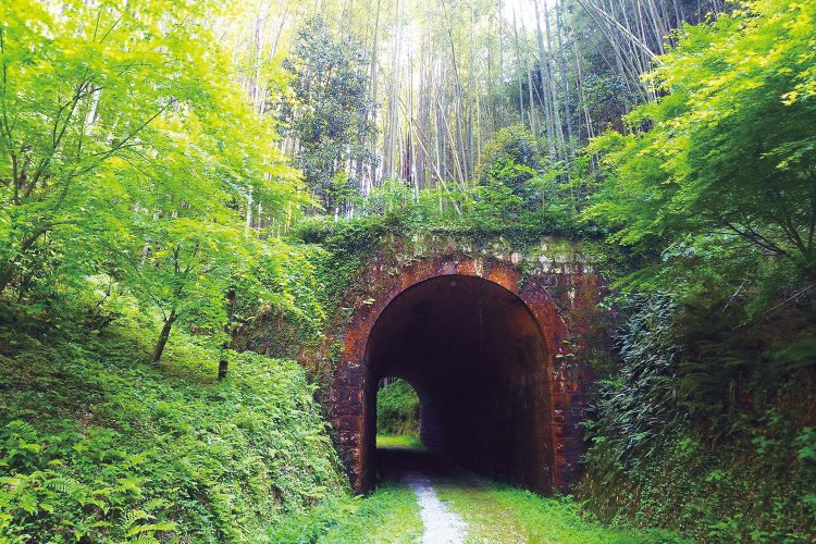 山口県宇部市に残る船木鉄道の大棚トンネル。第二次世界大戦でレールの鉄を供出し、役目を終えた。