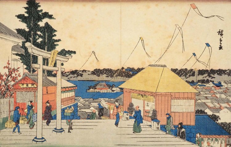 歌川広重『江都名所 湯島天神社』。