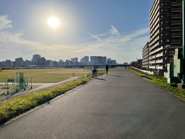 対岸の川崎のビル群。