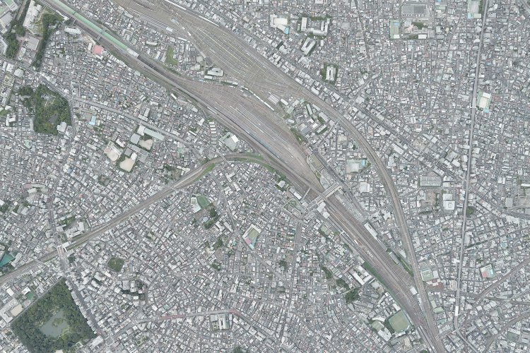 該当部分の空中写真（出典＝国土地理院、2019年撮影）。