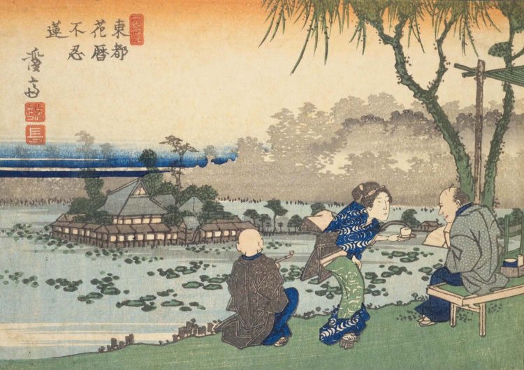 渓斎英泉『東都花暦 不忍蓮』。