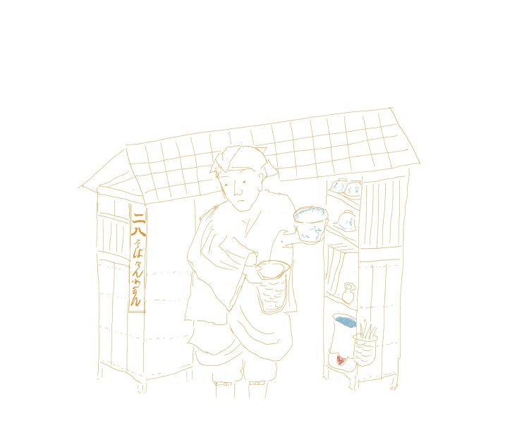 “担ぎ”と呼ばれる簡易な屋台スタイルも含めて約3000軒のそば屋があったという。