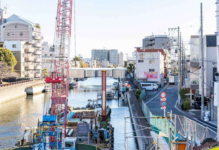 シン・ゴジラが通った呑川新橋は架け替え工事中。