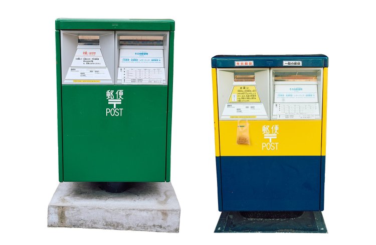 池上線カラーのポストだ！　池上線といえば昭和20年代のツートンと、緑の旧3000系。