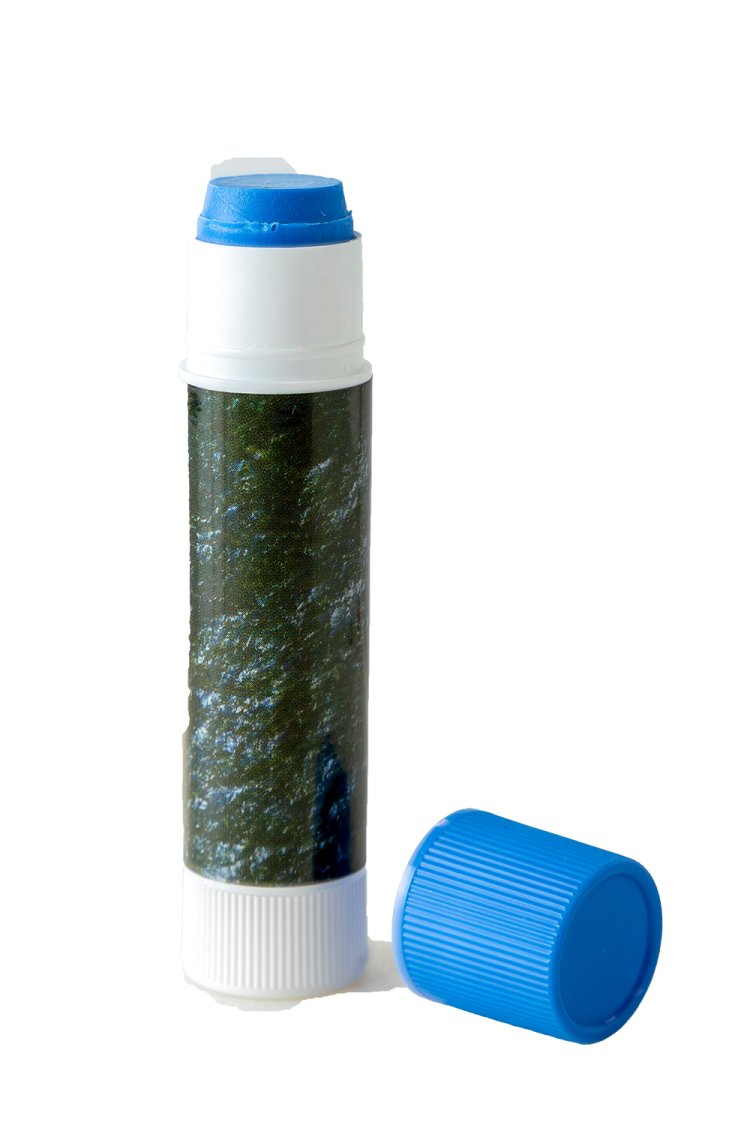 郷土博物館が催事用に製作した海苔柄スティックのり200円。のりだけにベタな洒落。