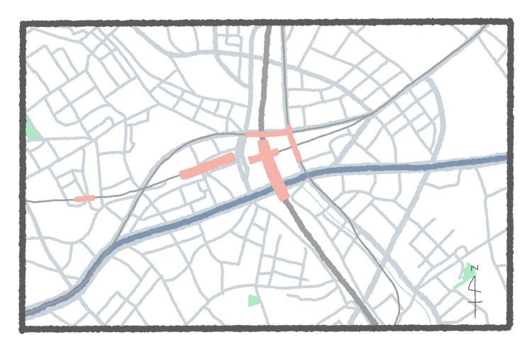 【東京地図クイズ】ここは何駅？ 地形と不規則な道路模様が特徴的な山手線の駅