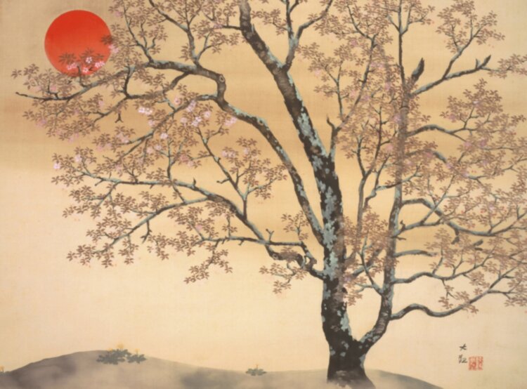 横山大観《春朝》昭和14年（1939）頃 絹本・彩色 『山種美術館』蔵。