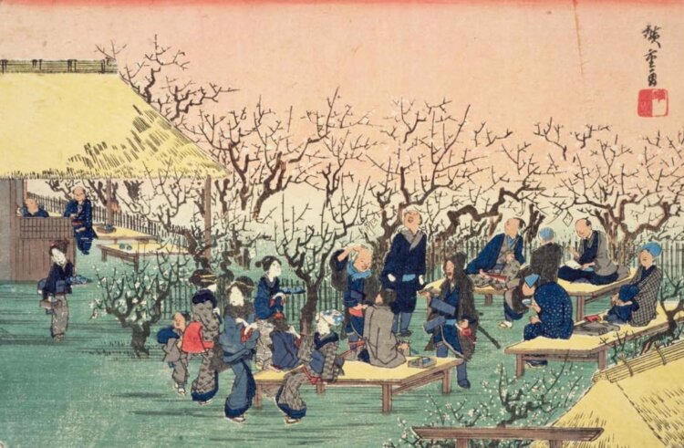 歌川広重『東都名所 亀戸梅屋舗ノ図』。