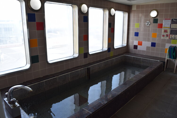 「りつりん2」の浴室。奥にはセルフロウリュ式のサウナがある。