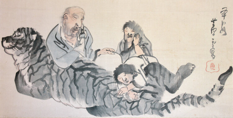 《四睡図》（部分）『本間美術館』 後期展示。