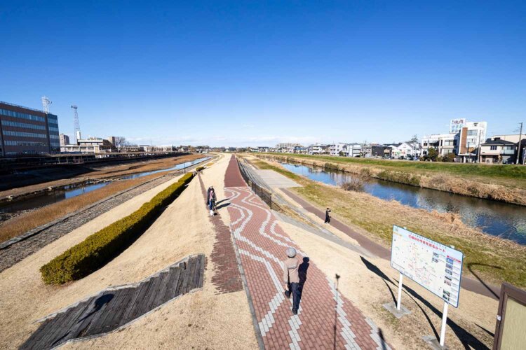 春には菖蒲やチューリップが咲く葛西親水緑道。