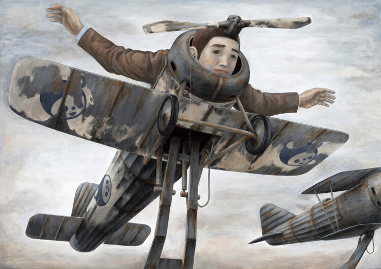 石田徹也 《飛べなくなった人》 1996年 『静岡県立美術館』蔵。