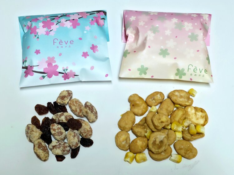 （左から）アーモンド×しゃりがけメープル、そら豆×焼きモロコシ醤油。