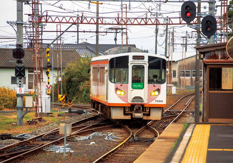 一畑口駅のスイッチバック。
