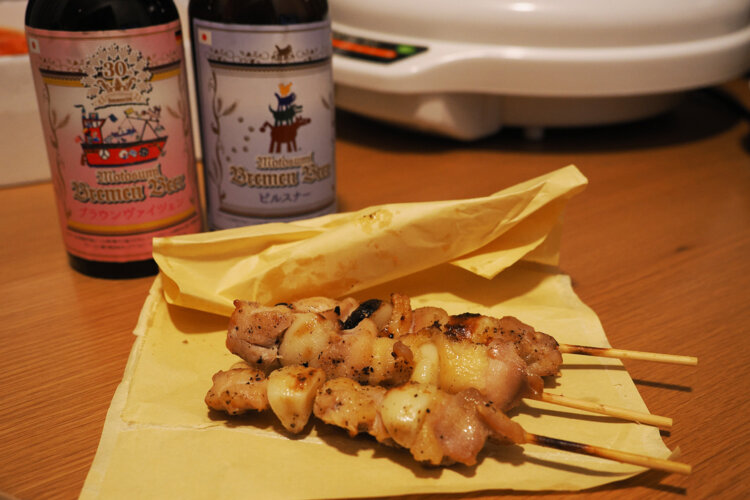 元住吉で買ったビールと焼き鳥。元気をもらった一日でした！