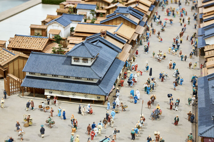江戸時代の街の雰囲気が分かる縮尺模型は常設展示の見どころの一つ。