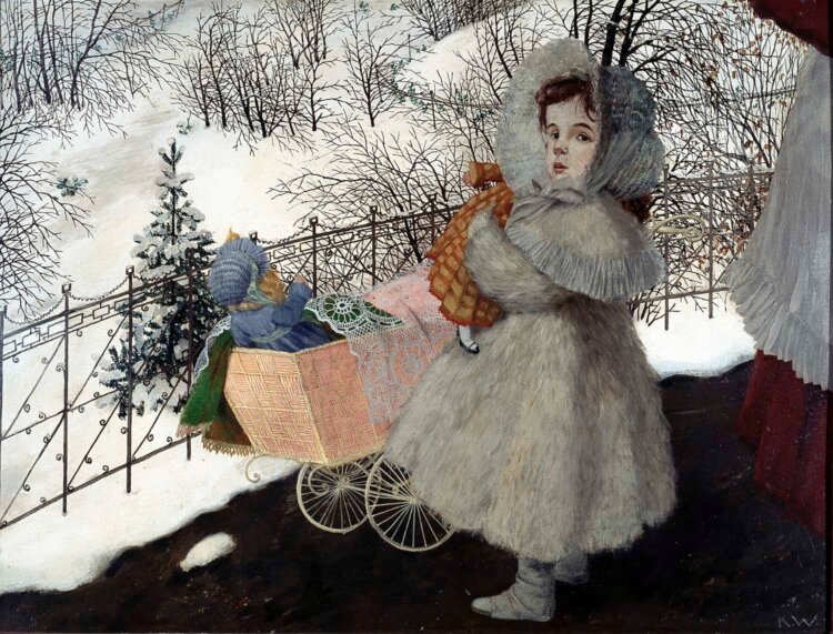 《人形の乳母車と少女》1905年以前 『新ビール美術館』蔵。