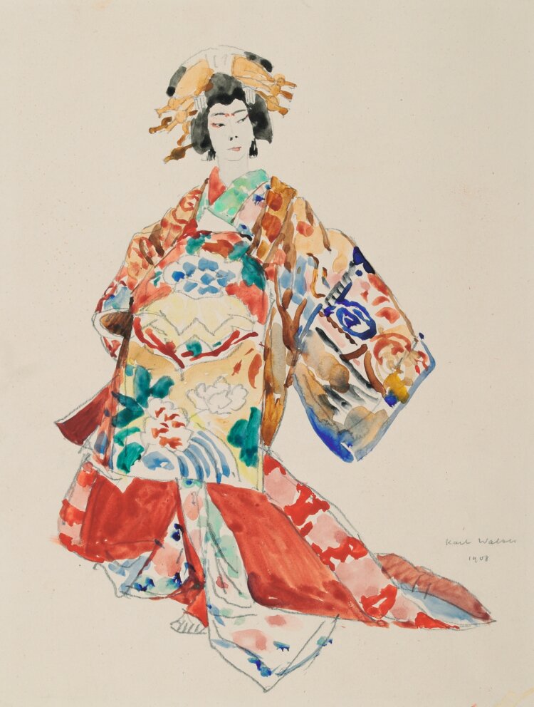 《歌舞伎の女形［阿古屋］（《歌舞伎の一場面》のための習作）》1908年 『ベルン美術館』（友の会）。（C）Kunstmuseum Bern。
