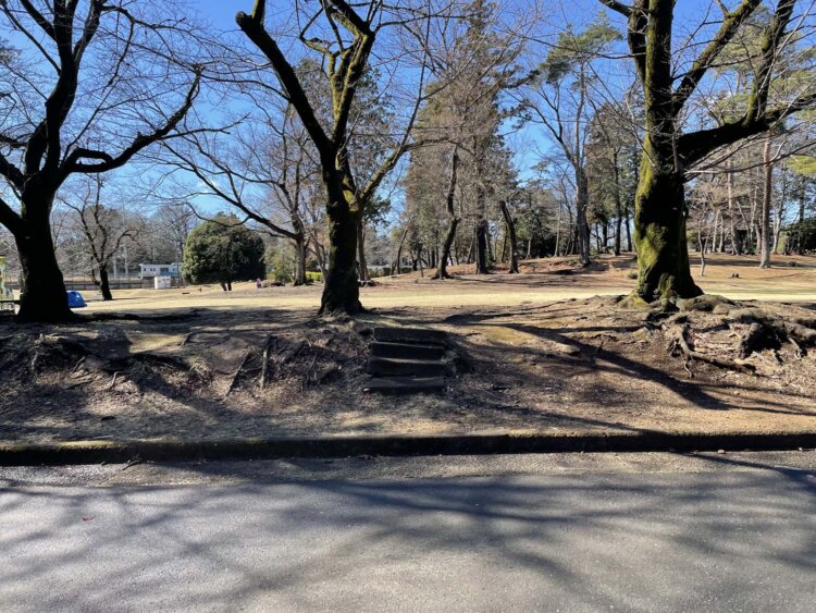 家へと続く階段もそのまま残っている。