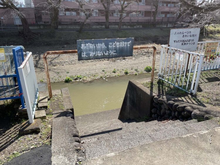 水面近くまで降りられるようになっている。