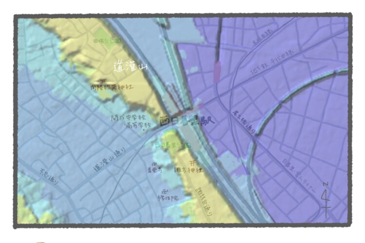 国土地理院地図の標高図・陰影起伏図を加工。