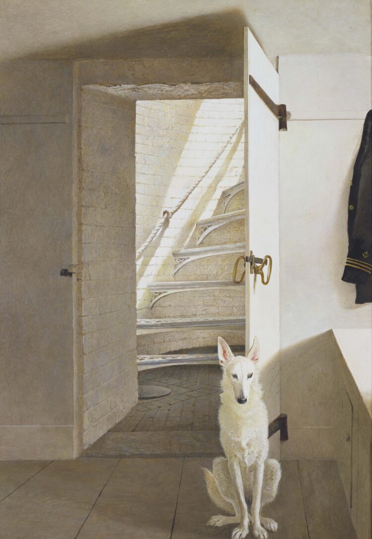 《灯台》 1983年 テンペラ、パネル 84.5×57.8cm ユニマットグループ。（C）2026 Wyeth Foundation for American Art / ARS, New York / JASPAR, Tokyo。