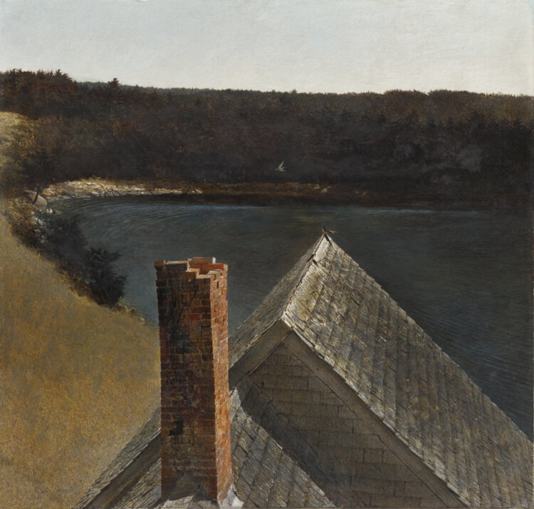 《オルソン家の終焉》 1969年 テンペラ、パネル　46.5x49.5cm 『クリーブランド美術館』The Cleveland Museum of Art, Promised Gift of Nancy F. and Joseph P. Keithley。（C）2026 Wyeth Foundation for American Art / ARS, New York / JASPAR, Tokyo。