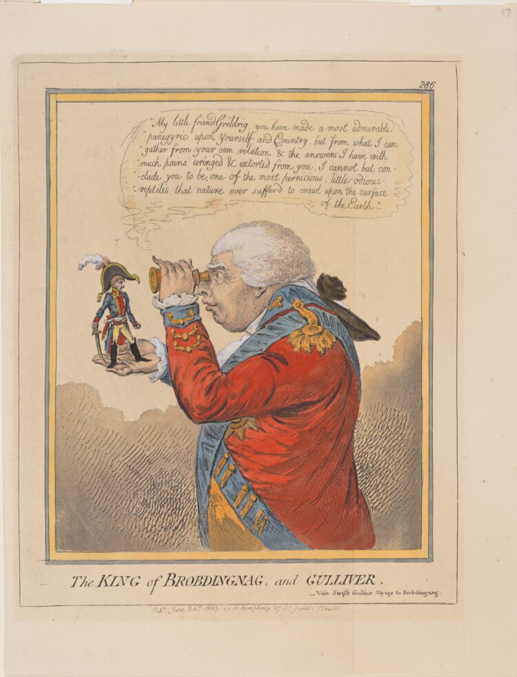 Gulliver and King of Brobdingnag, James Gillray, 1803（個人蔵）。
