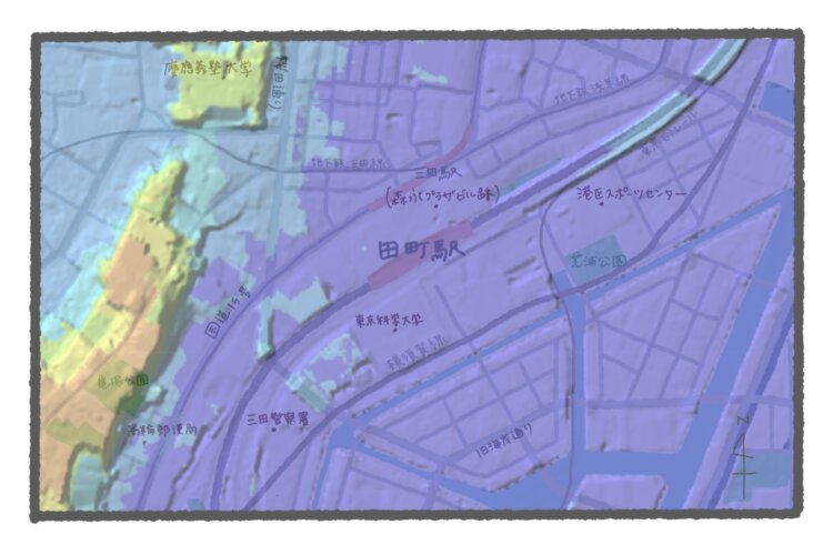 国土地理院地図の標高図・陰影起伏図を加工。