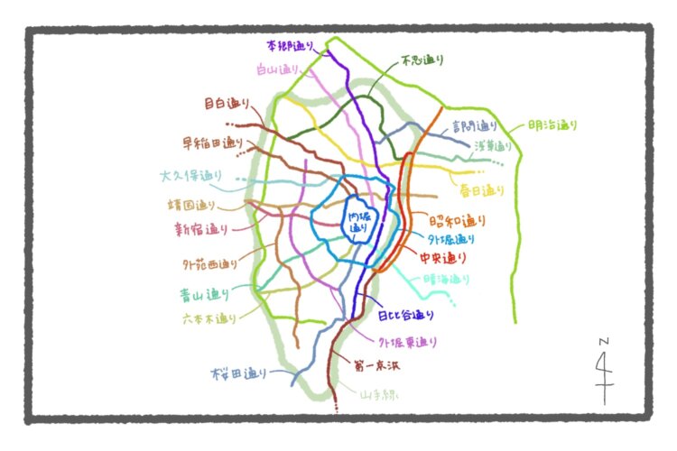 東京都通称道路名ざっくりマップ。