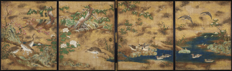 《秋冬花鳥図襖》17世紀初 大英博物館蔵（C）The Trustees of the British Museum