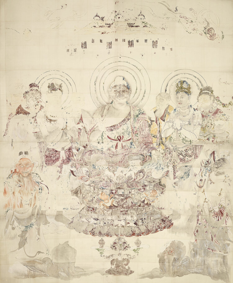 桜井香雲《法隆寺金堂壁画　九号壁　模本》 1880年 大英博物館蔵（C）The Trustees of the British Museum