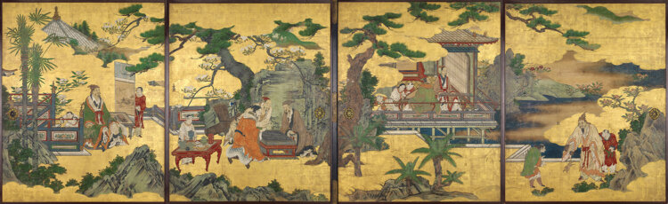 《琴棋書画仙人図襖》17世紀初 シアトル美術館蔵（Eugene Fuller Memorial Collection, 51.37.1-4）Photo: Susan A . Cole