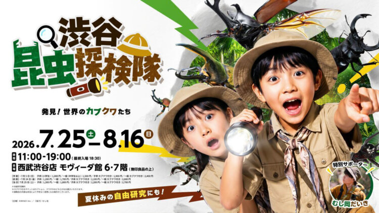 渋谷で“夜の昆虫観察”へ！ ヘラクレスオオカブトや珍しい生体が集まる「渋谷昆虫探検隊」が8月16日まで『西武渋谷店』にて開催中