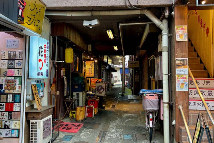 分倍河原のシブい横丁「味楽街」。大ぶりなもつ焼きがおいしい名店も。