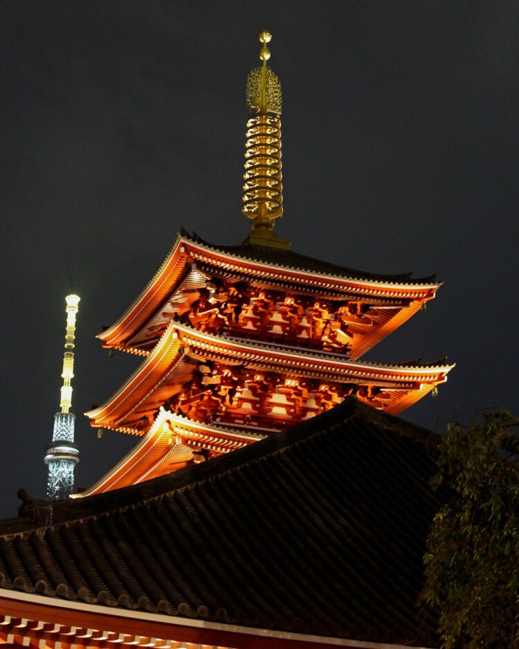 浅草寺の先っぽになりすましツリー。台東区浅草。
