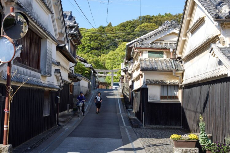 土佐漆喰の白壁が多いのは、この土地で石灰岩が採れたことからだという。