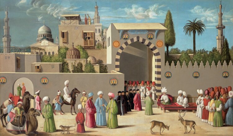 ヴェネツィアの画家《ヴェネツィア共和国の使節団を迎えるダマスクス総督》1511年頃　パリ、ルーヴル美術館　Photo（C）GrandPalaisRmn（musée du Louvre） / Gabriel De Carvalho / distributed by AMF-DNPartcom