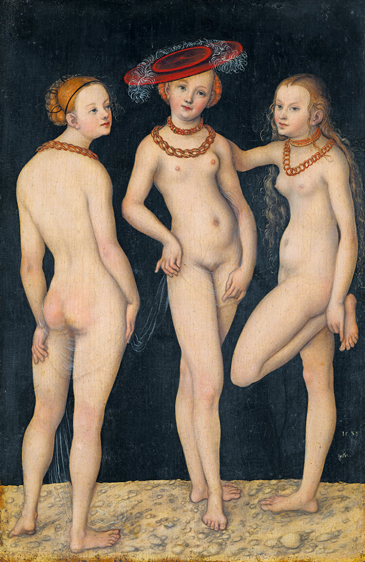 ルカス・クラーナハ（父）《三美神》1531年　パリ、ルーヴル美術館　Photo（C）GrandPalaisRmn（musée du Louvre） / Mathieu Rabeau / distributed by AMF-DNPartcom