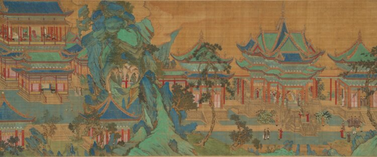 仇英（きゅうえい）（款）《九成宮図》（部分）、明時代（16世紀）、『大阪市立美術館』（阿部コレクション）【会期中場面替えあり】