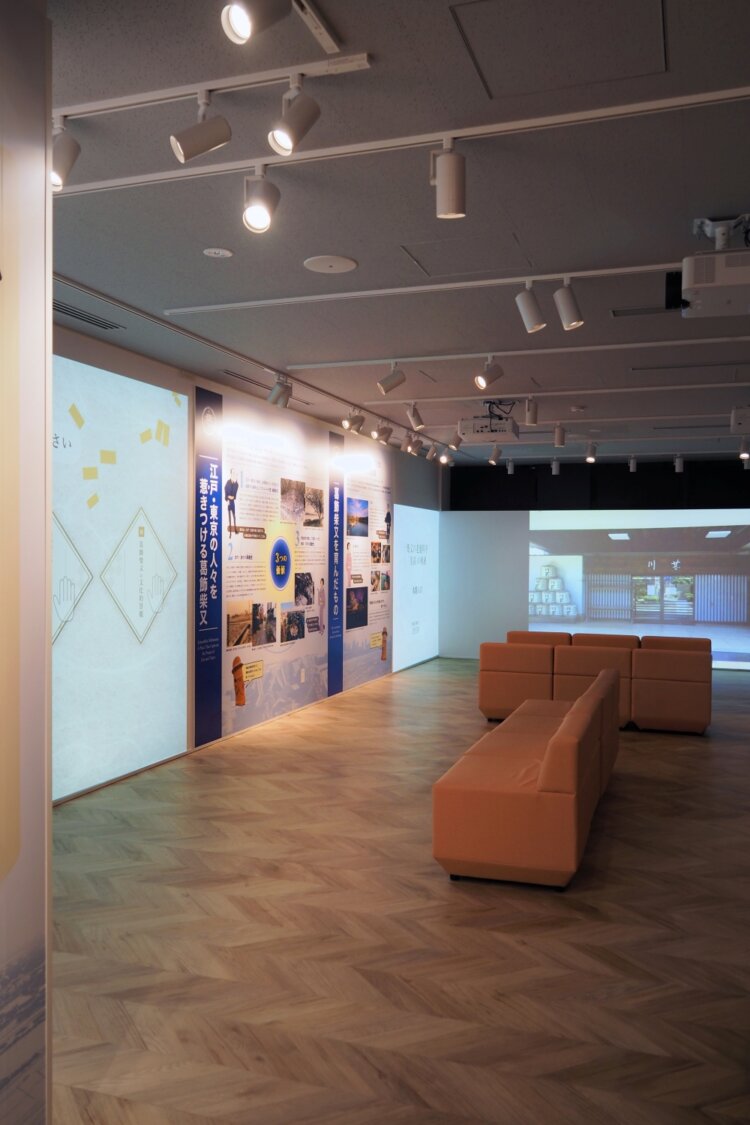パネルや映像で伝える葛飾柴又の文化的景観の展示。