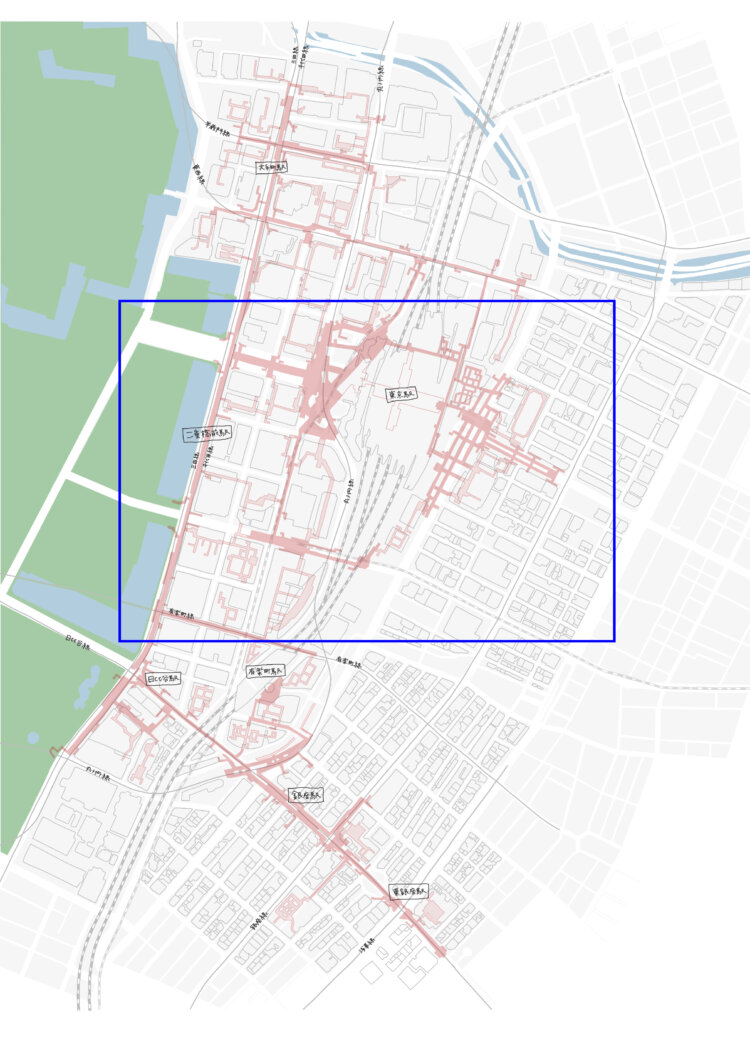 今回の調査範囲。ちなみに東京国際フォーラムの南までが丸の内です。